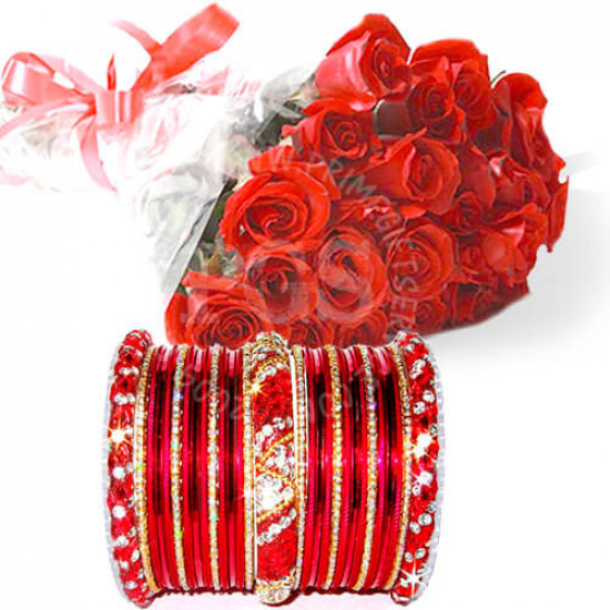 Red Bangles with Red Roses Red Bangles with Red Roses