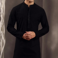 BLACK COTTON FORMAL KURTA