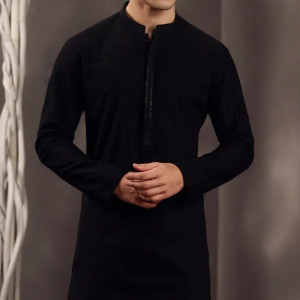 BLACK COTTON FORMAL KURTA